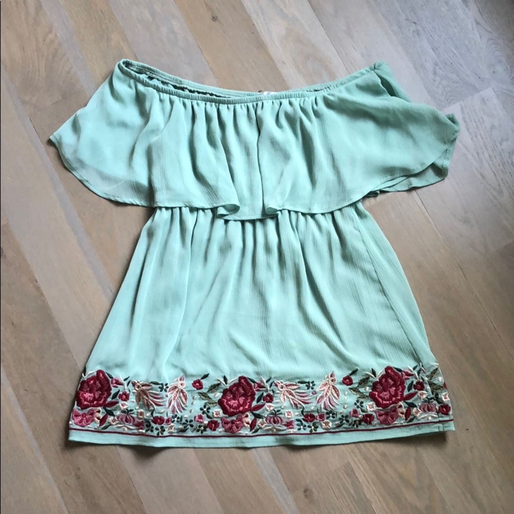 Mint Green Off The Shoulder Blouse